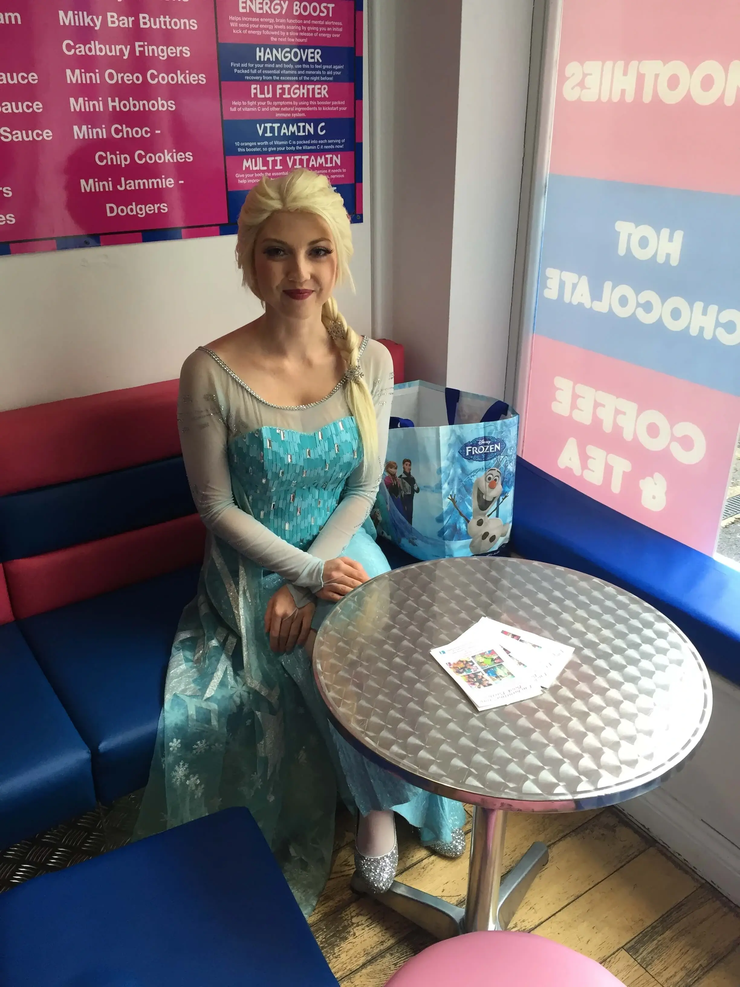 Elsa character at Shakes 2GO